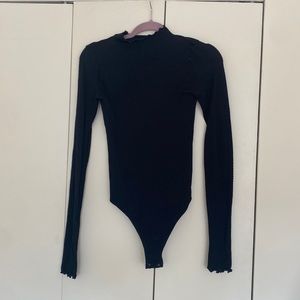 Black mock neck body suit, free people